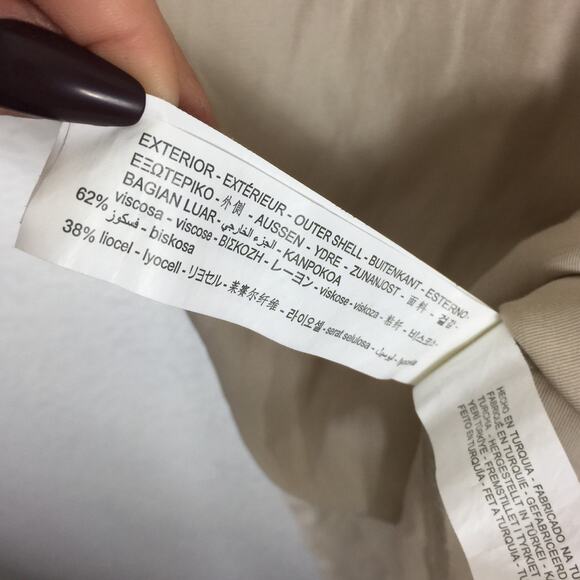 Zara Cream Cut Out Midi Dress Large Smocked Sleeveless Summer Lightweight - Picture 6 of 12